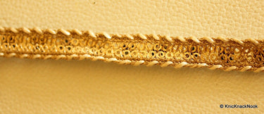 Silver Woven Thread Lace Trim With Mirror And Pearl Embellishments, Approx. 12mm Wide